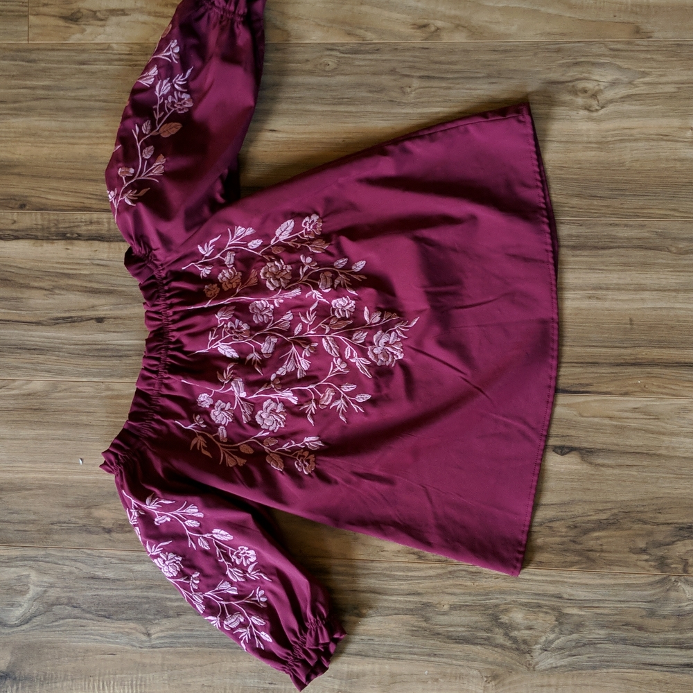 Charlotte Russe Embroidered Off the Shoulder Top